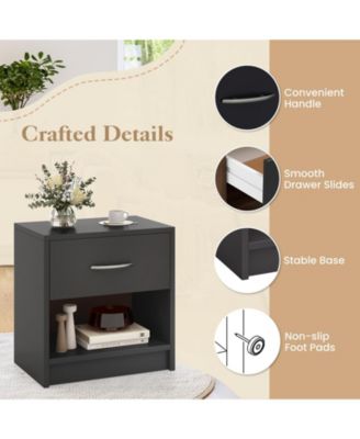 Nightstand with Drawer and Open Storage Shelf