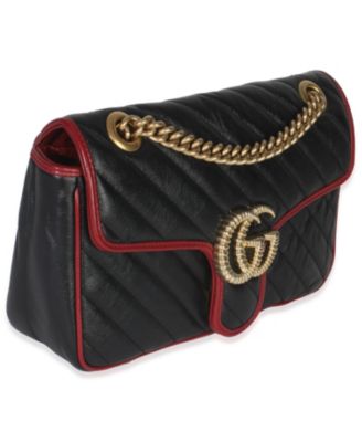 Red Black Calfskin Torchon Small GG Marmont Bag