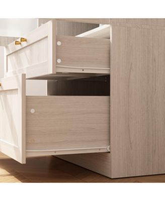 Wardrobe Closet with 2 Glass Doors and 2 Drawers, Wardrobe Closet Armoire with Hanging Rod