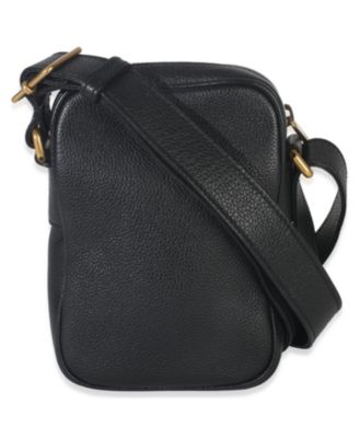 Black Pebbled Calfskin Vintage Logo Messenger Bag