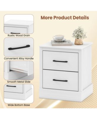 Compact Wooden Floor Nightstand with Storage Drawers