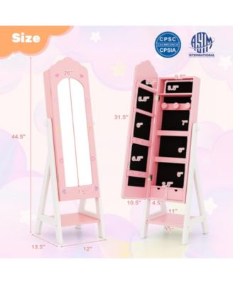 Two Piece Kids Vanity and Jewelry Armoire with Full Mirror