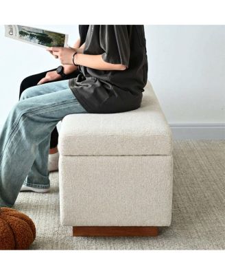 Upholstered Storage Bench Ottoman, Lift-Top Bedroom End Bench