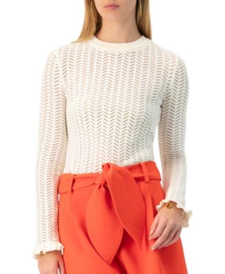 Women's Long Sleeve See-Through Knitted Blouse