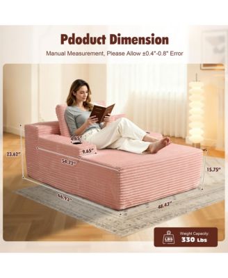 Chaise Lounge Chair, Oversized Plush Upholstered Boneless Sofa Bed, Deep Seat Sleeper Cloud Couch for Living Room, No Assembly Required