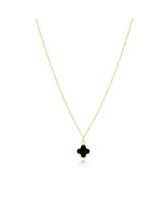 Mini Onyx Single Clover Necklace 14K Gold