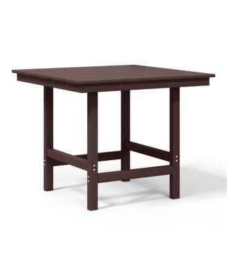 Outdoor HDPE 36" Square Patio Dining Table with Umbrella Hole