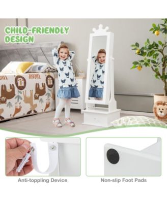 2 in 1 Kids Play Jewelry Armoire with Full Length Mirror