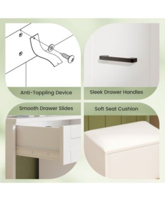 Dressing Desk with Adjustable Lighting and Hair Dryer Stand