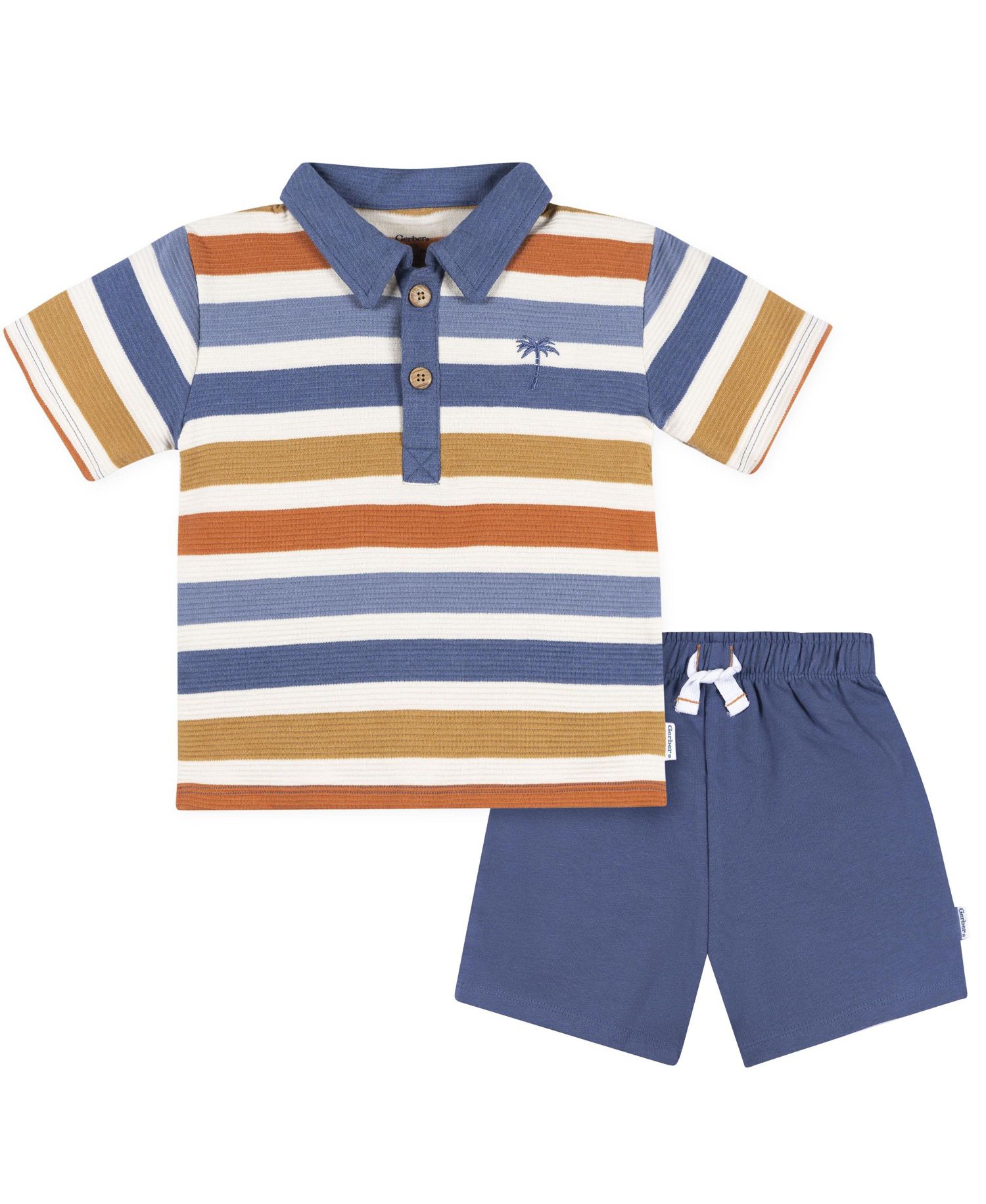 Baby Boys Collared Shirt and Short Set, 2-Piece
