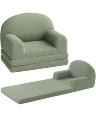 Kids Couch, 2 in-1 Comfy Toddler Couch Fold Out, Convertible Sofa to Lounger Foam Kids Chair with Soft Sherpa