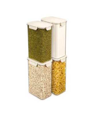 4 Pack Airtight Food Storage Container – Clear Stackable Canister for Pantry, Rice, Pasta, Cereal and Snacks