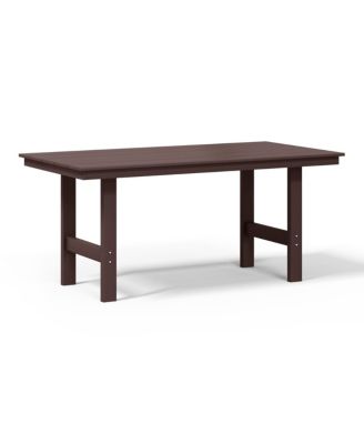 Outdoor Modern HDPE 66" Wide Rectangle Patio Dining Table for 6