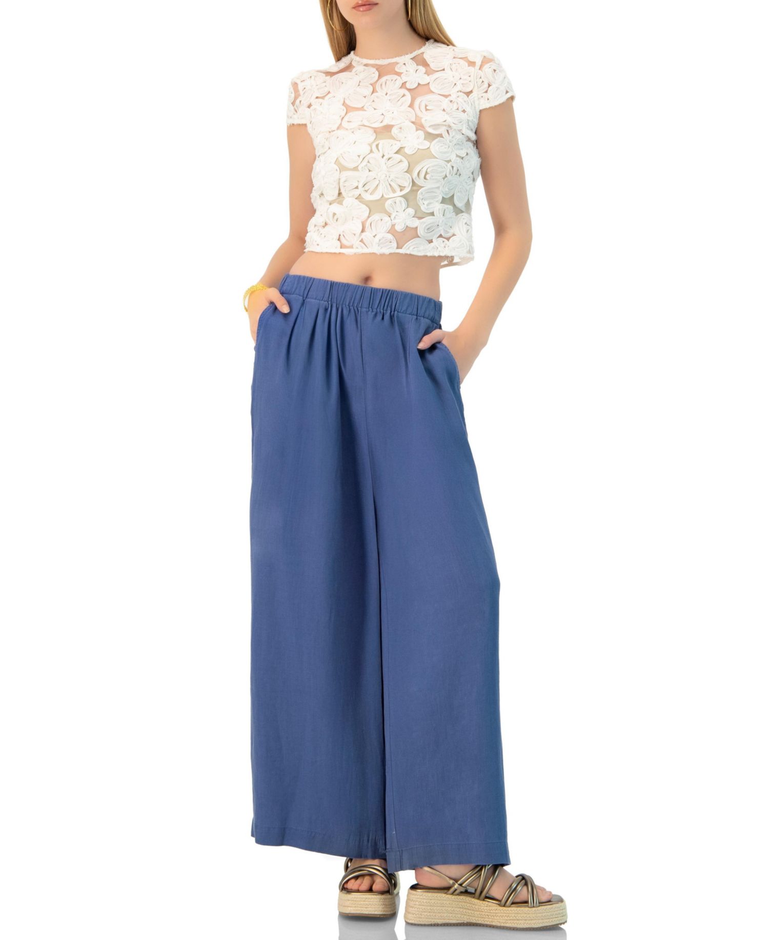 Women's See-Through Embroidered Top