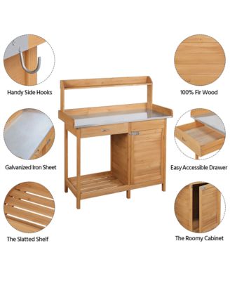 Outdoor Garden Potting Bench Table with Storage Shelf