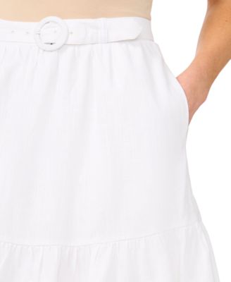 Women's Belted Ruffle-Hem Mini Skirt