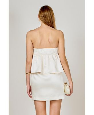 Women's Strapless Satin Mini Dress
