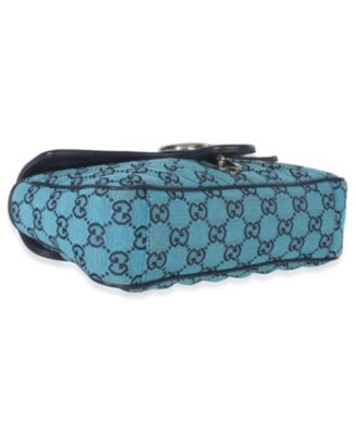 Blue Matelasse Canvas Diagonal Small GG Marmont Shoulder Bag