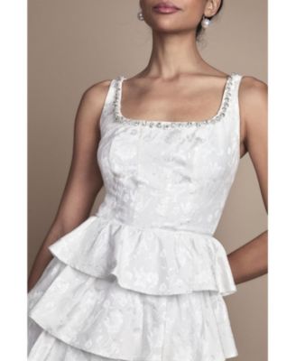 Women's Ruffle Hem Mini Wedding Dress
