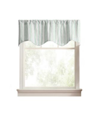 Saratoga Stripe Cotton Scallop Poly-Cotton Lined Rod Pocket Valance