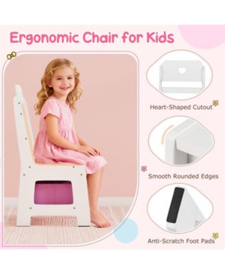 Kids Vanity Desk with Mirror and Lights Dressing Table Set