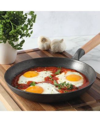 Platinum 9.5" preseasoned cast iron skillet with wood handle, lightweight nonstick pan