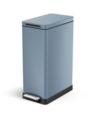 12 Gallon Slim Kitchen Trash Can with Soft Close Lid, Removable Liner, and Bag Tuck Band, Slate Blue