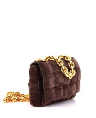 Cassette Chain Crossbody Bag Padded Maxi Intrecciato Suede