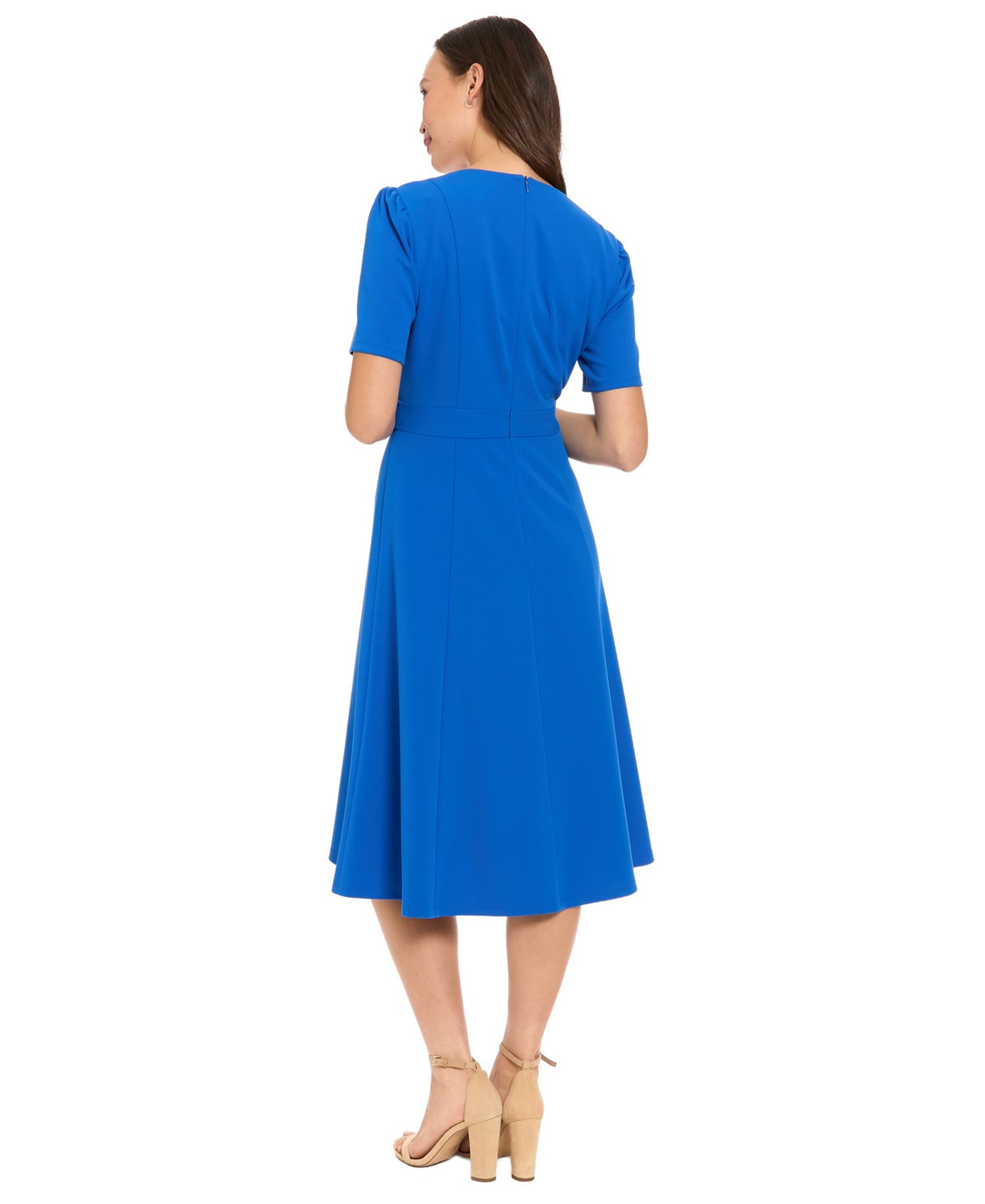 Petite Short-Sleeve V-Neck Midi Dress