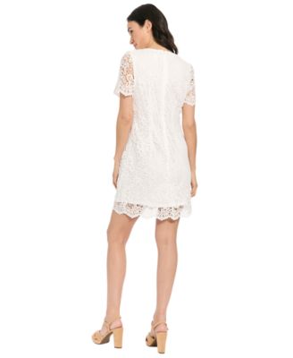 Petite Short-Sleeve Jewel Neck Shift Dress