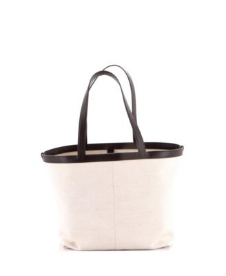 Medium Flip Flap Tote Canvas with Intrecciato Leather