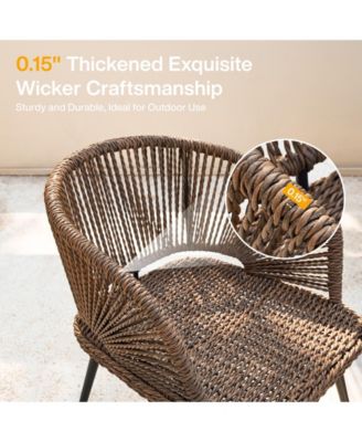 4-Piece Outdoor Wicker Patio Conversation Seating Set with Coffee Table, Weather-Resistant Cushions, Patio Furniture Set for Garden, Deck