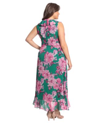 Plus Size Ruffled Chiffon Maxi Dress