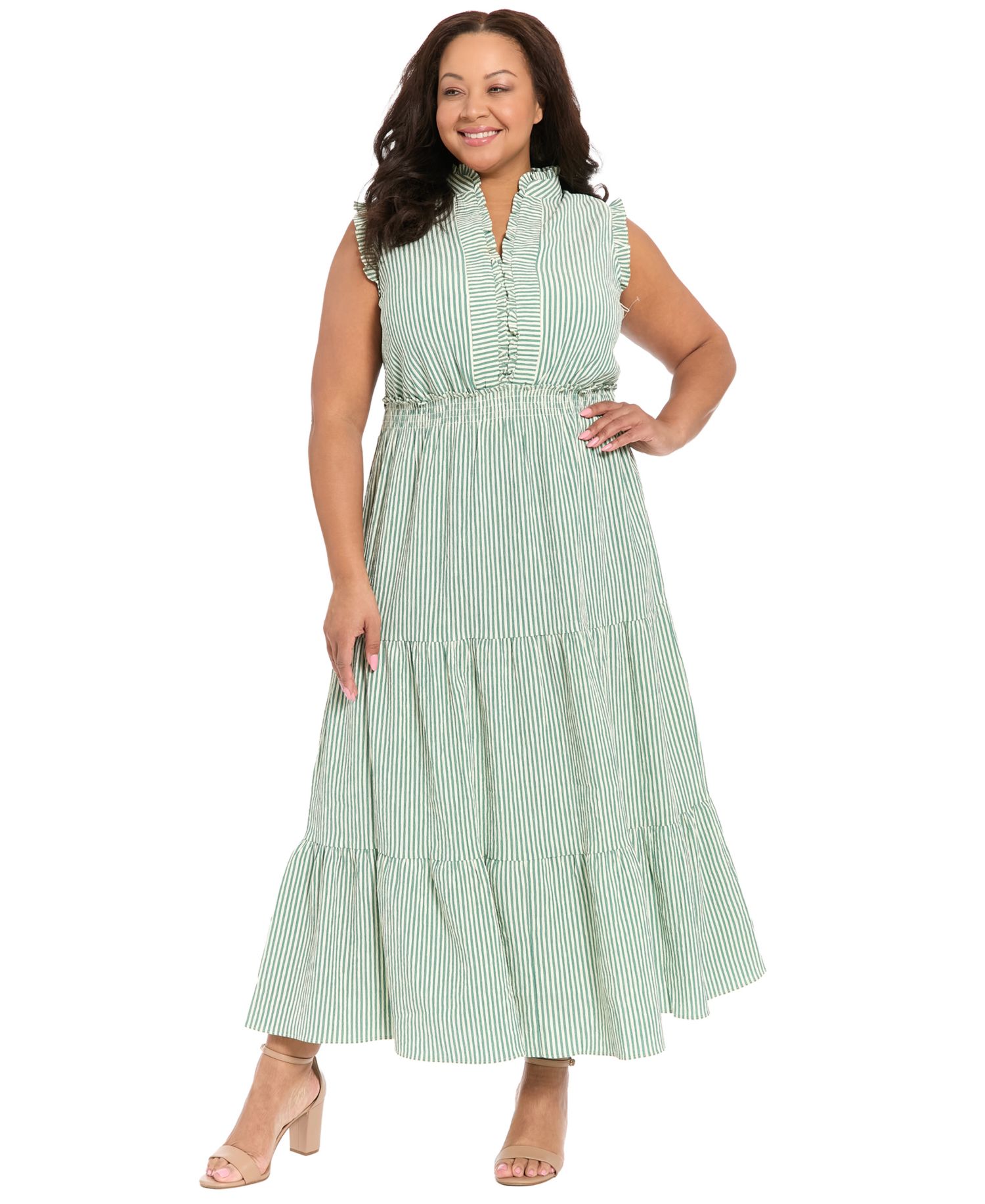 Plus Size Sleeveless Slit Neck Maxi Dress
