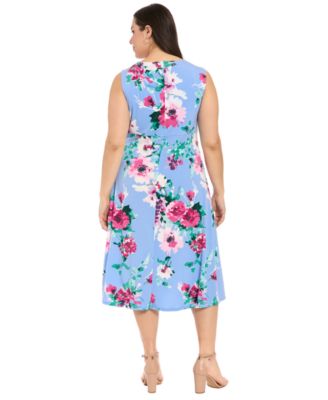 Plus Size Sleeveless Keyhole Neck A-Line Midi Dress