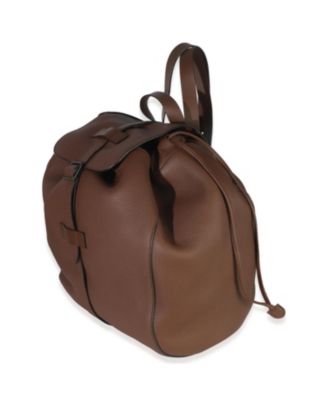 Brown Pebbled Leather Large Grand Prix Backpack