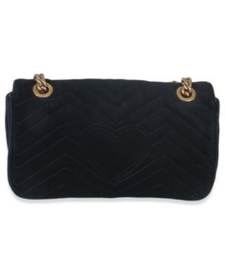 Black Velvet Crystal Embellished Medium GG Marmont Shoulder Bag