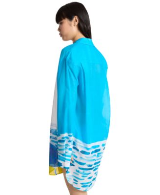 Women's Long-Sleeve Beach Shirt Dress