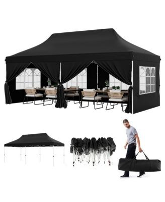 10 x 20 FT Canopy w/ 6 Detachable Sidewalls Carrying Bag UPF50+ Sun Protection