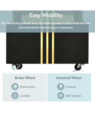 Coffee Table with Faux Marble Top, Rectangle Center Table with 2 Drawers and Caster Wheels for Living Room