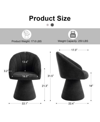 Swivel Accent Chair, Chenille Fabric Upholstered Armchair with Curved Backrest and High Cylindrical Base for Living Room, Bedroom