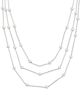 Cultured Freshwater Pearl Layered Necklace in Sterling Silver