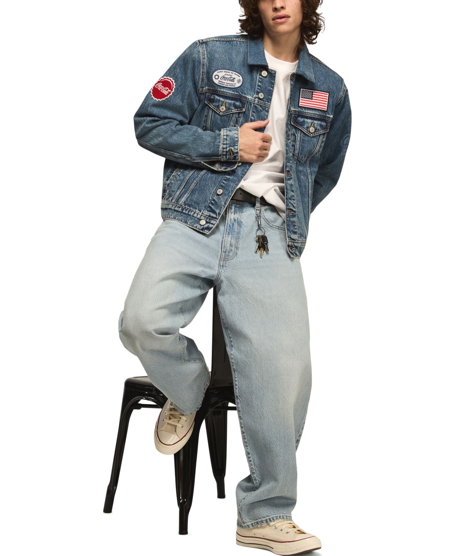 Men's Coca Cola Patch Denim Trucker Jacket