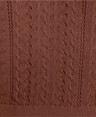 Women's Fine Gauge Cotton Pointelle Polo Sweater