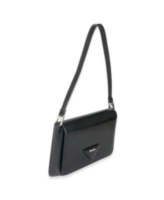 Pre-Owned Prada Black Brushed Leather Shoulder Bag