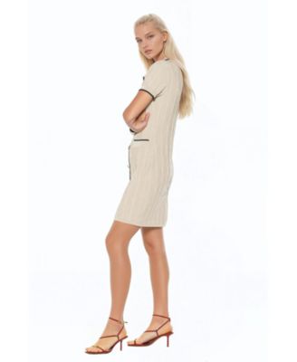 Women's Cove Collared Button Down Contrast Knit Dress