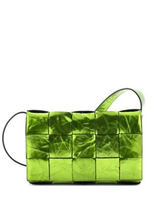 Cassette Crossbody Bag Maxi Intrecciato Crinkled Metallic Leather