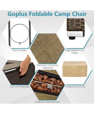 Set Of 7 Furniture Set w/32'' Fire Pit Table and Propane Tank Cover Outdoor