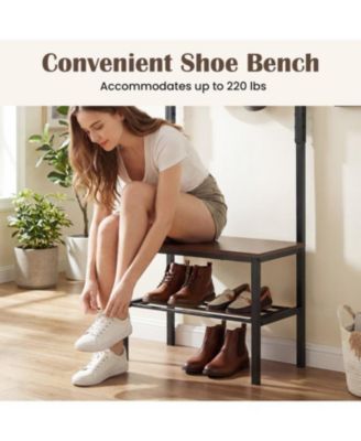 Freestanding 3-in-1 Hall Tree with Bench and Hooks