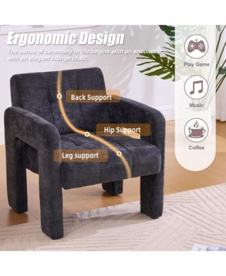 Modern Accent Chair, Chenille Fabric Upholstered Armchair, Single Lounge Chair for Living Room, Bedroom and Reading Nook